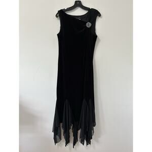 Vtg Dress Size 10 Black Velvet Chiffon Whimsygoth 90s SL‎ FASHIONS Fairy Goth